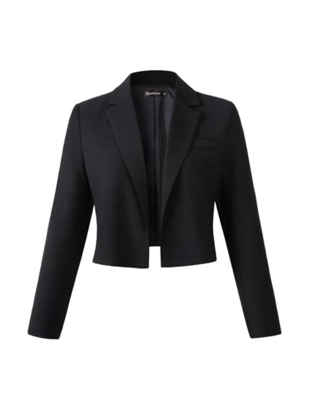 Womens Long Sleeve Open Front Cropped Blazer Jacket Notch Lapel Solid